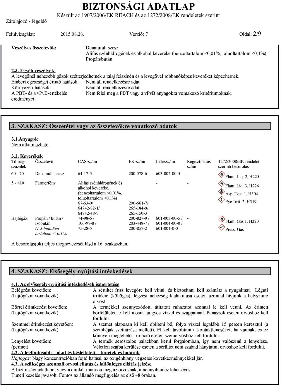 Emberi egészséget érintő hatások: Környezeti hatások: A PBT és a vpvbértékelés Nem felel meg a PBT vagy a vpvb anyagokra vontakozó kritériumoknak. eredményei: 3.