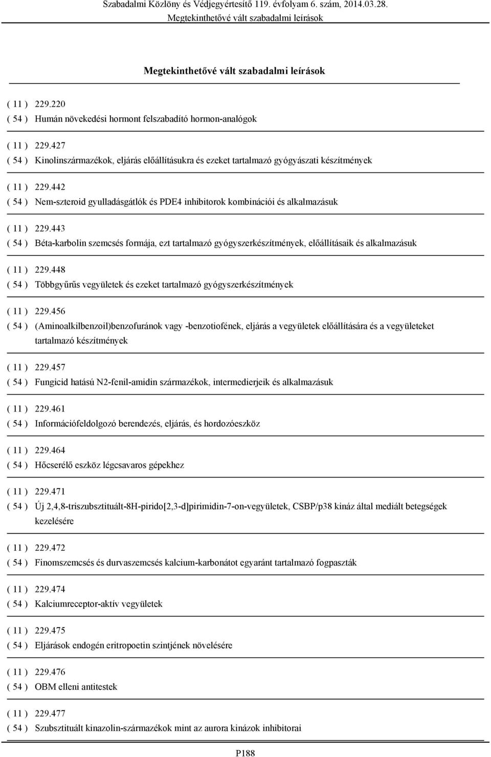 443 ( 54 ) Béta-karbolin szemcsés formája, ezt tartalmazó gyógyszerkészítmények, előállításaik és alkalmazásuk ( 11 ) 229.