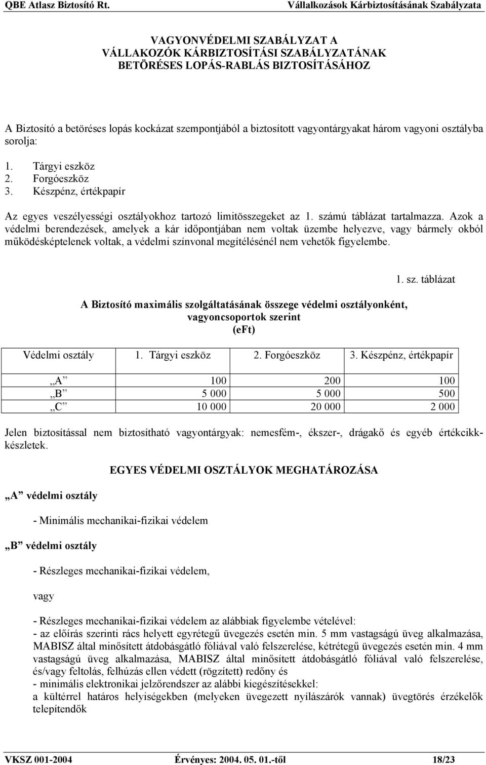 Azok a védelmi berendezések, amelyek a kár időpontjában nem voltak üzembe helyezve, vagy bármely okból működésképtelenek voltak, a védelmi színvonal megítélésénél nem vehetők figyelembe.