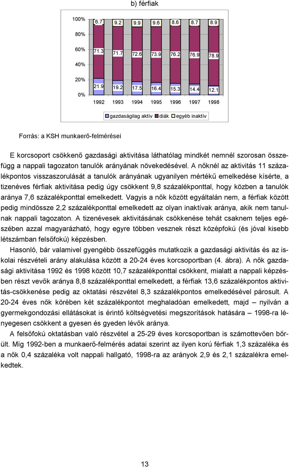 nappali tagozaton tanulók arányának növekedésével.