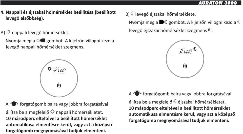 A cforgatógomb balra vagy jobbra forgatásával állítsa be a megfelelő Anappali hőmérsékletet.