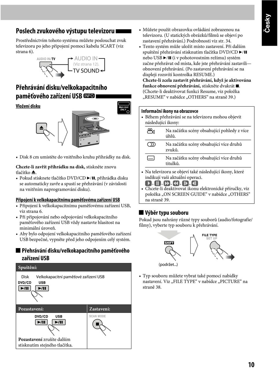 Chcete-li zavřít přihrádku na disk, stiskněte znovu tlačítko 0.