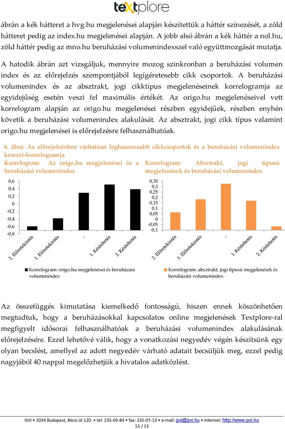 A hatodik ábrán azt vizsgáljuk, mennyire mozog szinkronban a beruházási volumen index és az előrejelzés szempontjából legígéretesebb cikk csoportok.