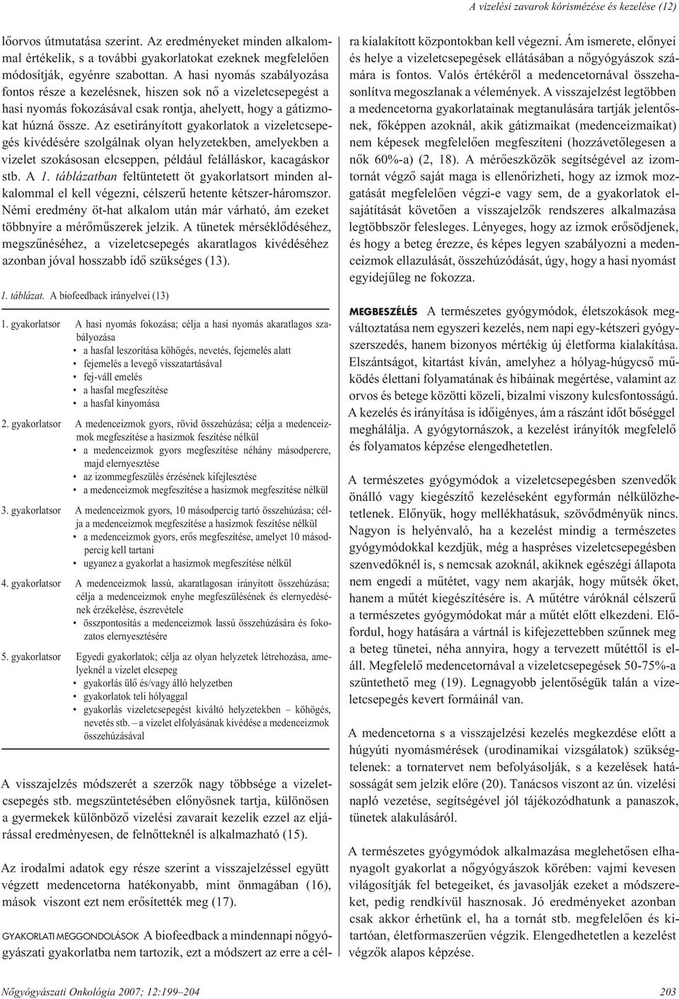 Az esetirányított gyakorlatok a vizeletcsepegés kivédésére szolgálnak olyan helyzetekben, amelyekben a vizelet szokásosan elcseppen, például felálláskor, kacagáskor stb. A 1.