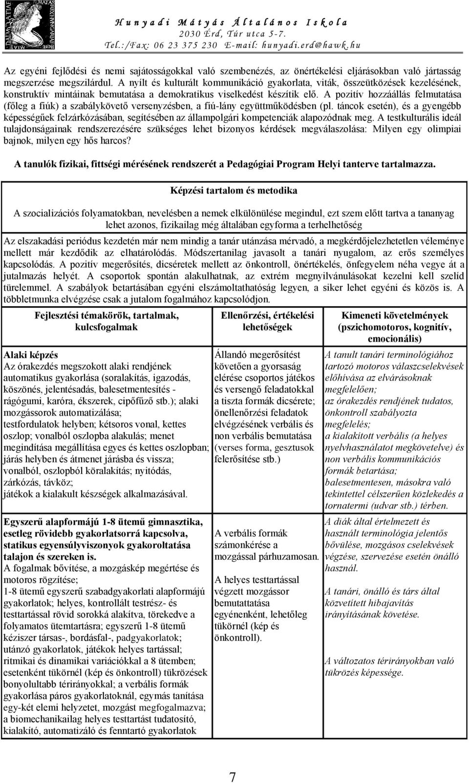 A pozitív hozzáállás felmutatása (főleg a fiúk) a szabálykövető versenyzésben, a fiú-lány együttműködésben (pl.