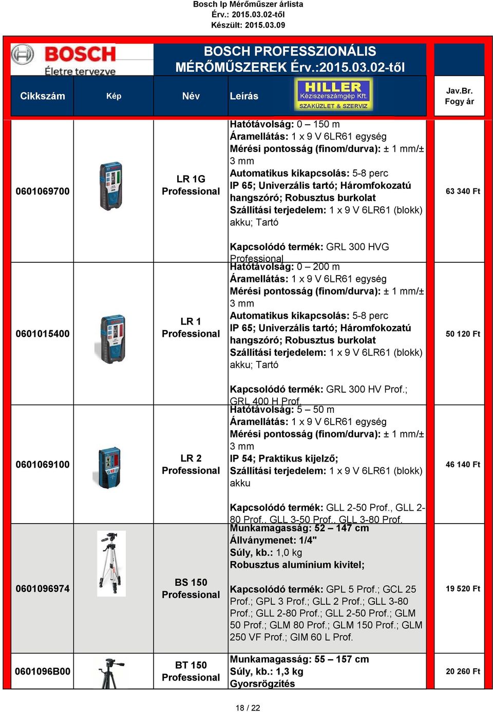 Mérési pontosság (finom/durva): ± 1 mm/± 3 mm Automatikus kikapcsolás: 5-8 perc IP 65; Univerzális tartó; Háromfokozatú hangszóró; Robusztus burkolat Szállítási terjedelem: 1 x 9 V 6LR61 (blokk)