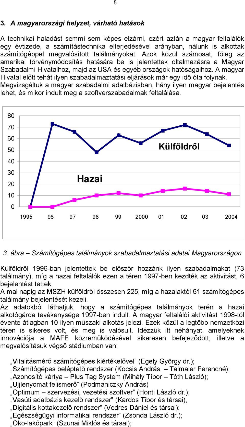 Azok közül számosat, főleg az amerikai törvénymódosítás hatására be is jelentettek oltalmazásra a Magyar Szabadalmi Hivatalhoz, majd az USA és egyéb országok hatóságaihoz.