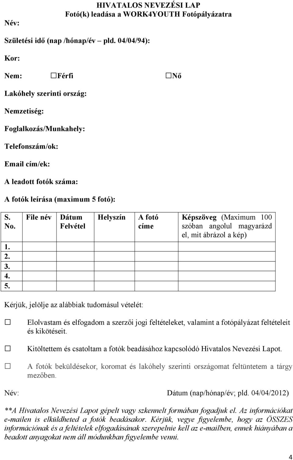 fotó): S. No. 1. 2. 3. 4. 5.