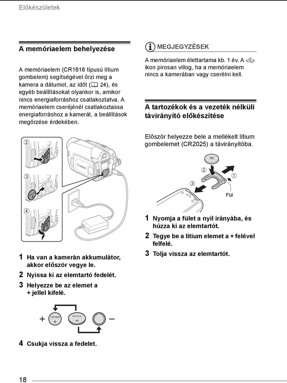 A ikon pirosan villog, ha a memóriaelem nincs a kamerában vagy cserélni kell.