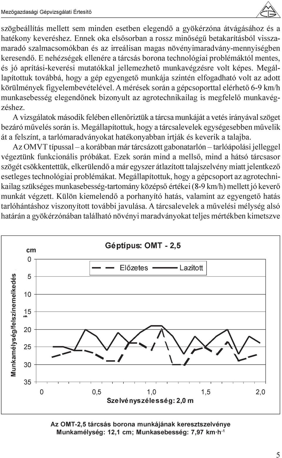 E nehézségek ellenére a tárcsás borona technológiai problémáktól mentes, és jó aprítási-keverési mutatókkal jellemezhetõ munkavégzésre volt képes.