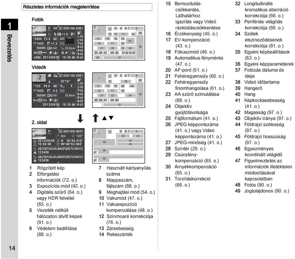 000' ABCDEFGHIJKLMNOPQRSTUVWXYZ 123456 ABCDEFGHIJKLMNOPQRSTUVWXYZ 123456 1 Rögzített kép 2 Elforgatási információk (72. o.) 3 Expozíciós mód (42. o.) 4 Digitális szűrő (64. o.) vagy HDR felvétel (65.