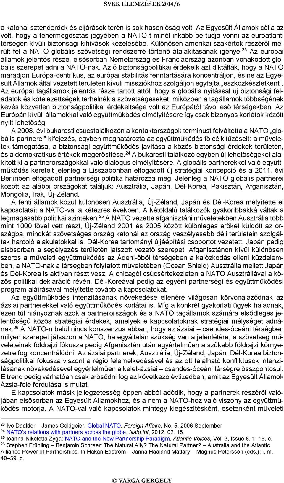 Különösen amerikai szakértők részéről merült fel a NATO globális szövetségi rendszerré történő átalakításának igénye.