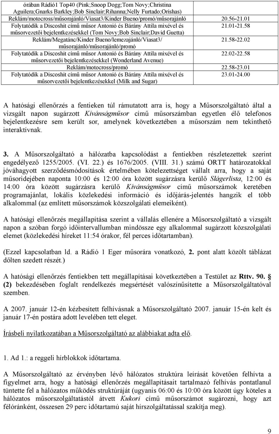 58 műsorvezetői bejelentkezésekkel (Wonderland Avenue) Reklám/motocross/promó 22.58-23.01 23.01-24.