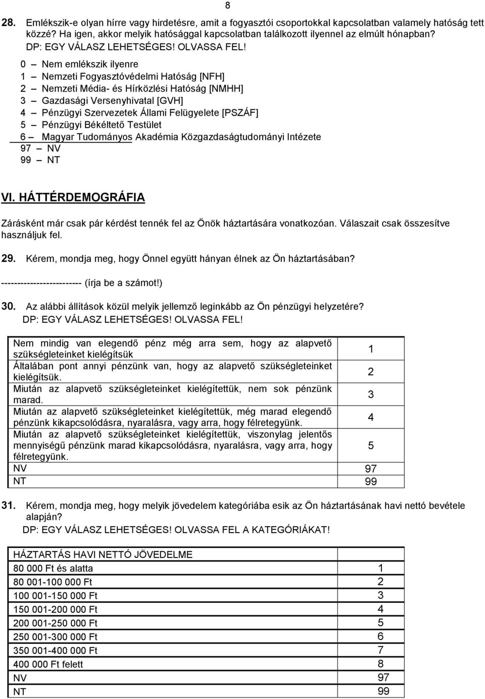 0 Nem emlékszik ilyenre 1 Nemzeti Fogyasztóvédelmi Hatóság [NFH] zeti Média- és Hírközlési Hatóság [NMHH] 3 Gazdasági Versenyhivatal [GVH] 4 Pénzügyi Szervezetek Állami Felügyelete [PSZÁF] 5 Pénzügyi