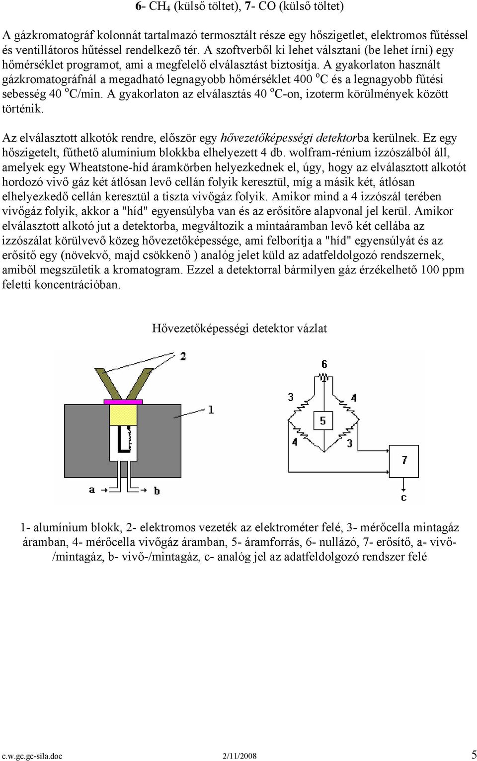 A gyakorlaton használt gázkromatográfnál a megadható legnagyobb hőmérséklet 400 o C és a legnagyobb fűtési sebesség 40 o C/min.