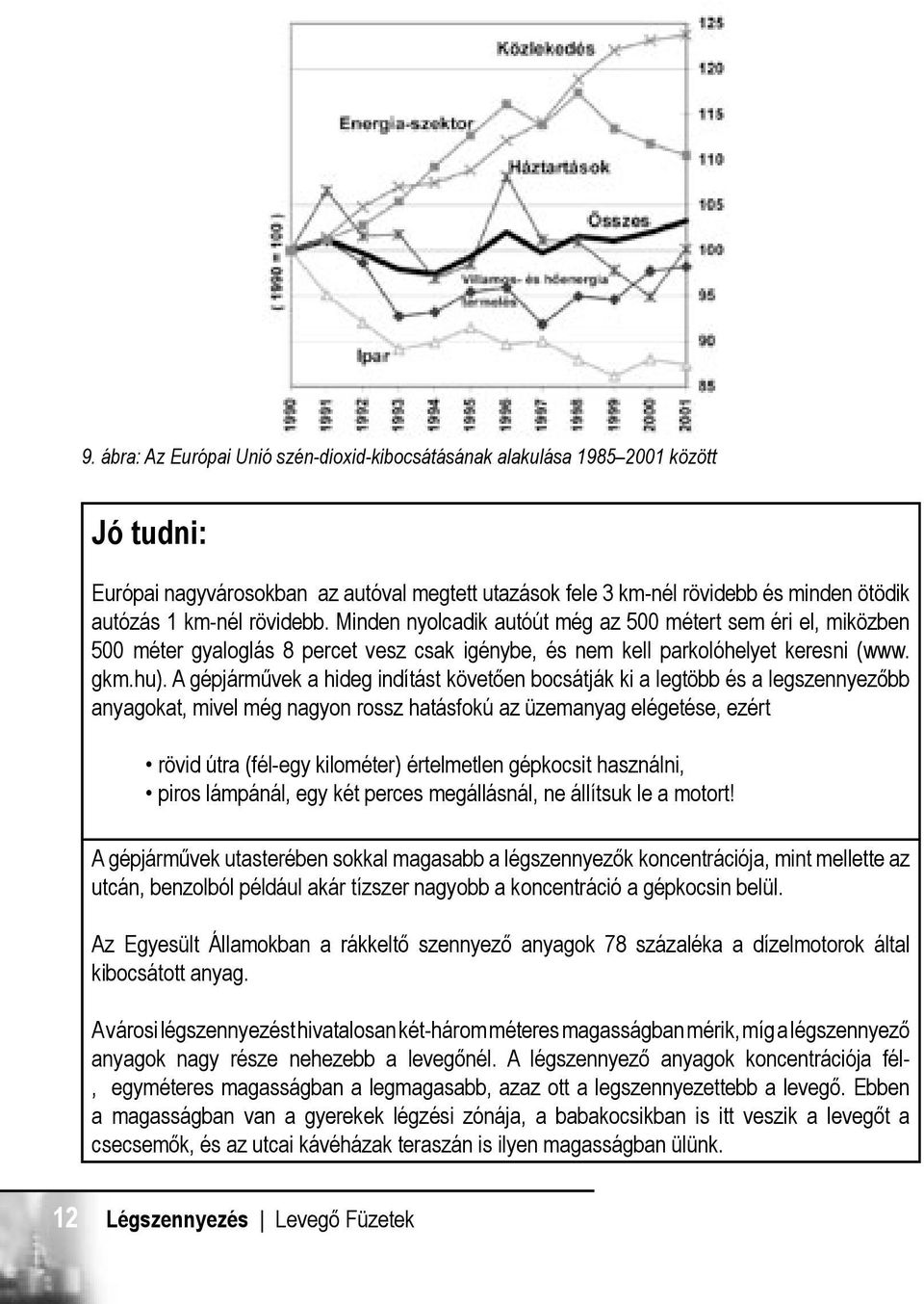 A gépjárművek a hideg indítást követően bocsátják ki a legtöbb és a legszennyezőbb anyagokat, mivel még nagyon rossz hatásfokú az üzemanyag elégetése, ezért rövid útra (fél-egy kilométer) értelmetlen