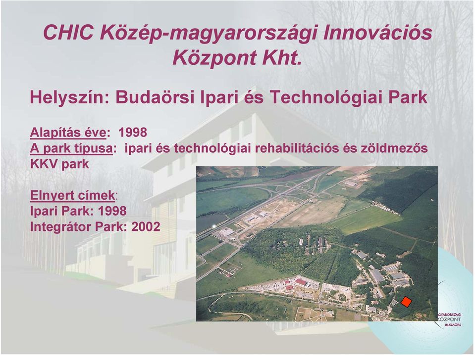 1998 A park típusa: ipari és technológiai rehabilitációs és