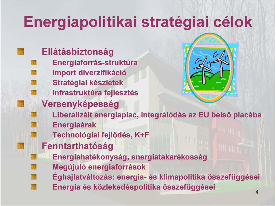 Energiaárak Technológiai fejlődés, K+F Fenntarthatóság Energiahatékonyság, energiatakarékosság Megújuló