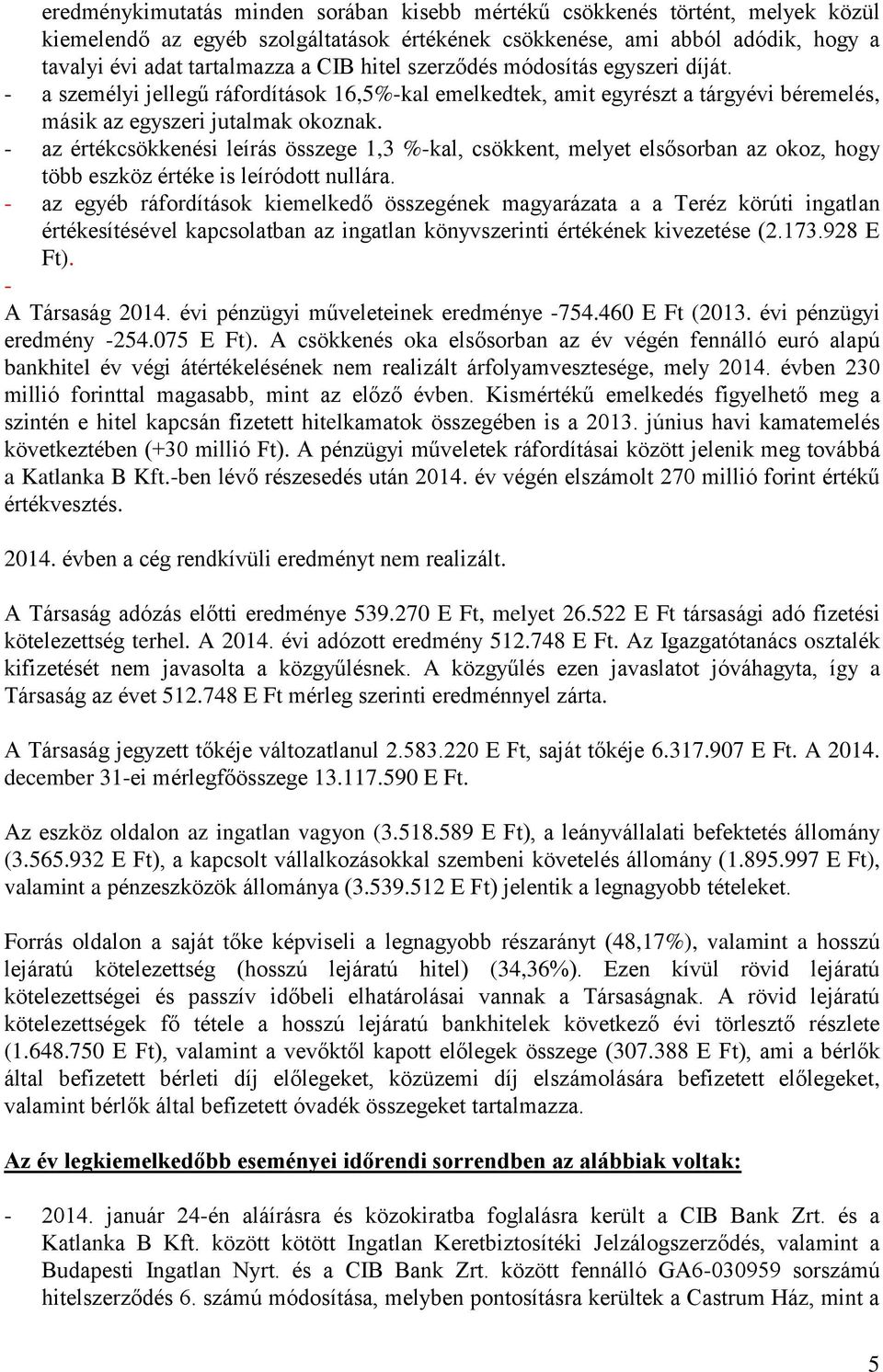 - az értékcsökkenési leírás összege 1,3 %-kal, csökkent, melyet elsősorban az okoz, hogy több eszköz értéke is leíródott nullára.