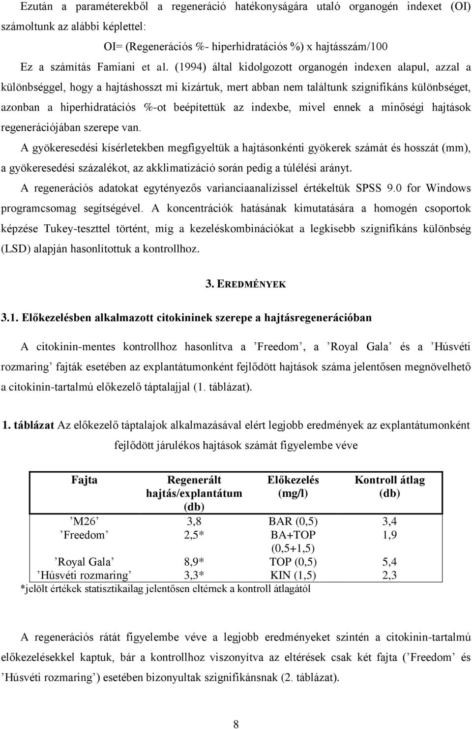 beépítettük az indexbe, mivel ennek a minőségi hajtások regenerációjában szerepe van.