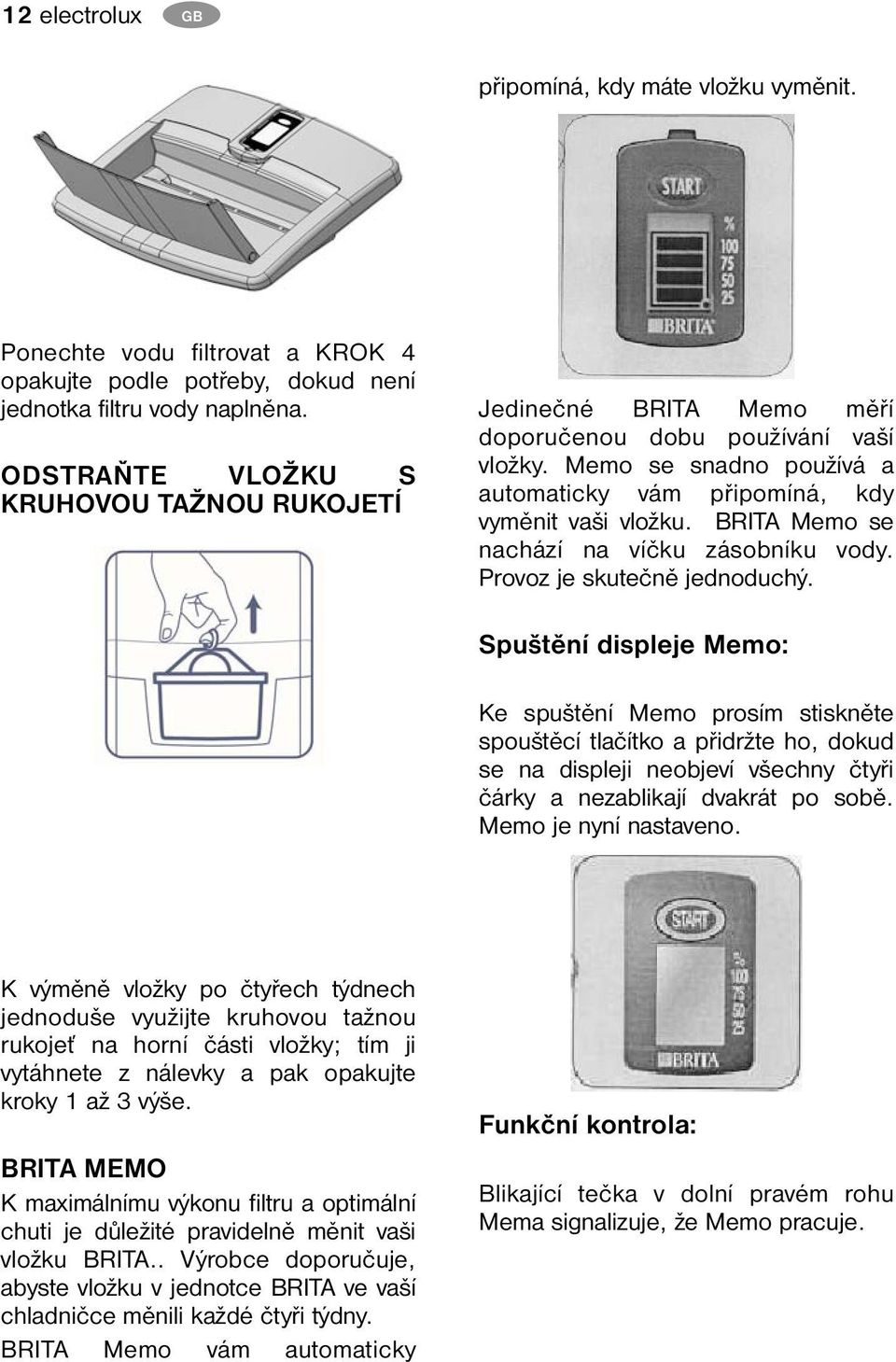 BRITA Memo se nachází na víčku zásobníku vody. Provoz je skutečně jednoduchý.