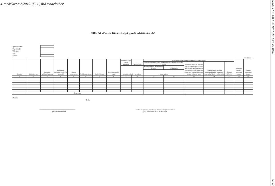 re járó áthúzódó egy havi illetmény és szociális illetmény Végkielégítés hozzájárulási adójának összege 2013. évre Közoktatási (amennyiben 2012.