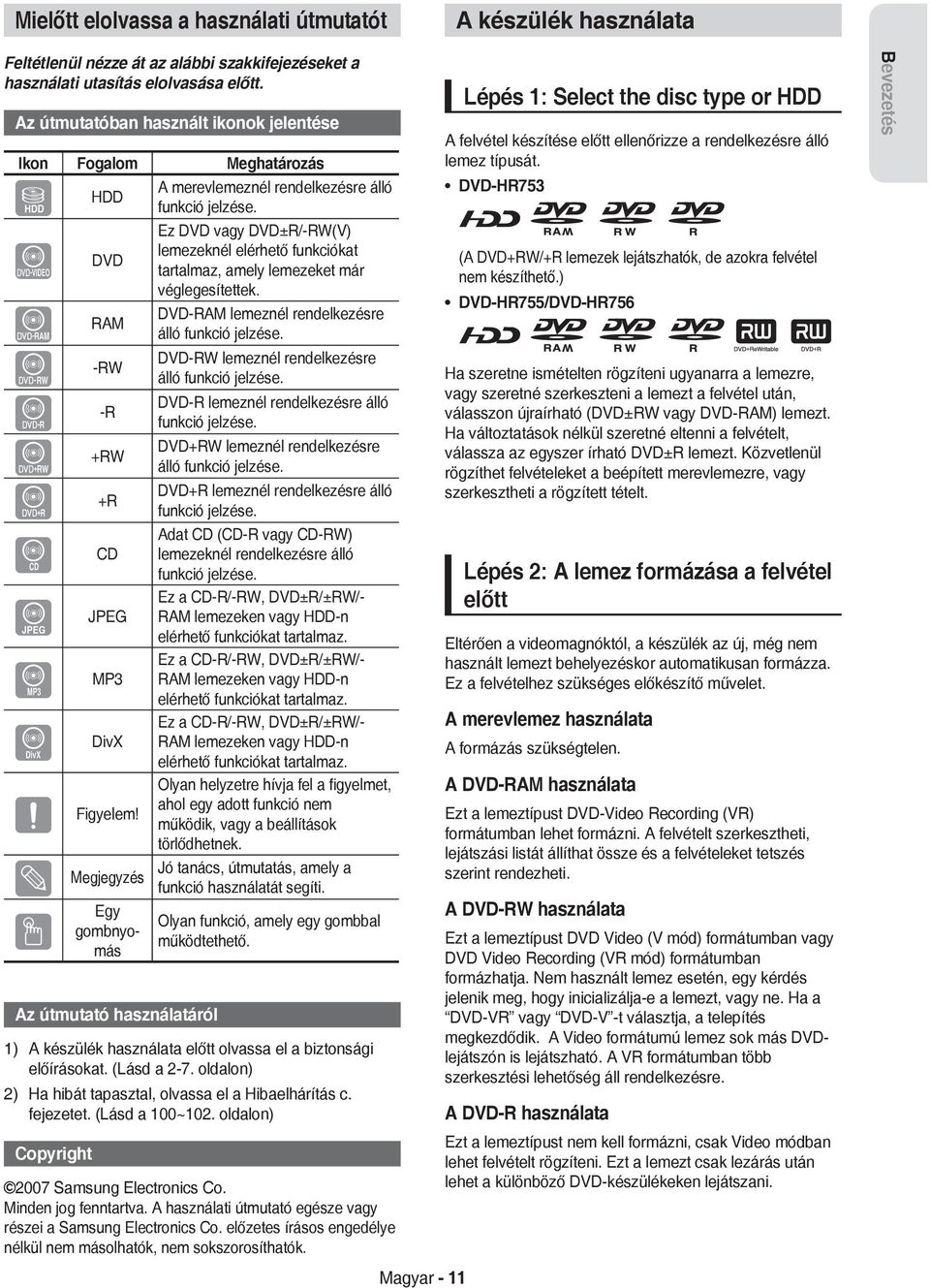 Z DVD Ez DVD vagy DVD±R/-RW(V) lemezeknél elérhető funkciókat tartalmaz, amely lemezeket már véglegesítettek. X RAM DVD-RAM lemeznél rendelkezésre álló funkció jelzése.