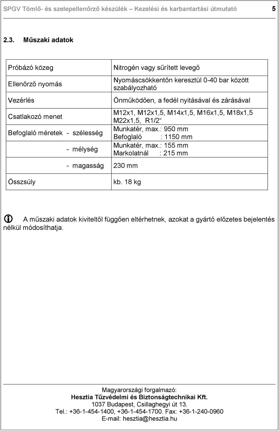 levegő Nyomáscsökkentőn keresztül 0-40 bar között szabályozható Önműködően, a fedél nyitásával és zárásával M12x1, M12x1,5, M14x1,5, M16x1,5, M18x1,5