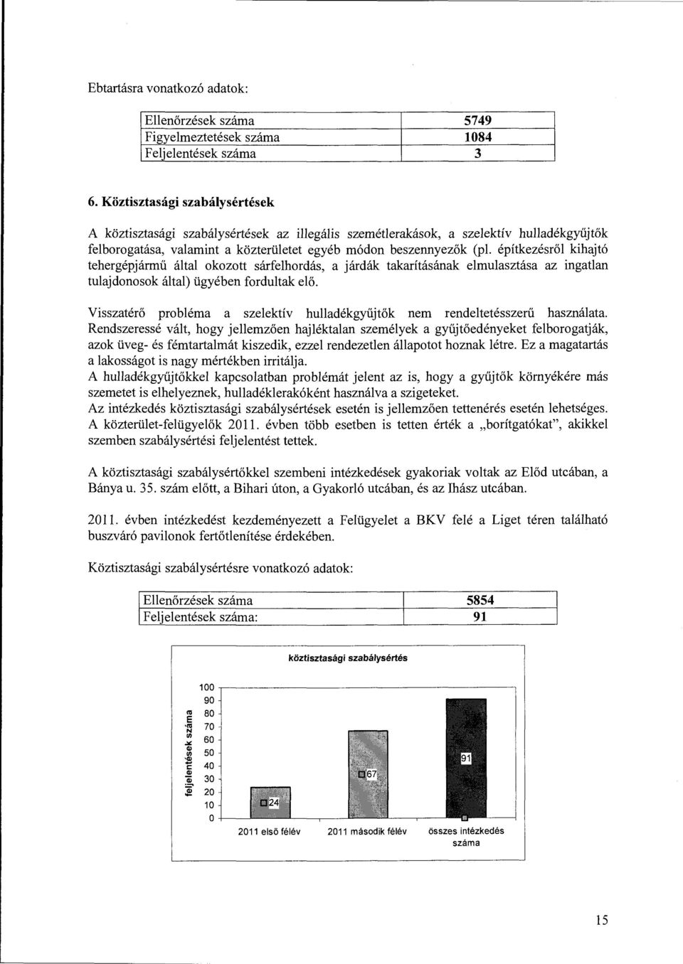 Köztisztasági szabálysértések A köztisztasági szabálysértések az illegális szemétlerakások, a szelektív hulladékgyűjtők felborogatása, valamint a közterületet egyéb módon beszennyezők (pl.