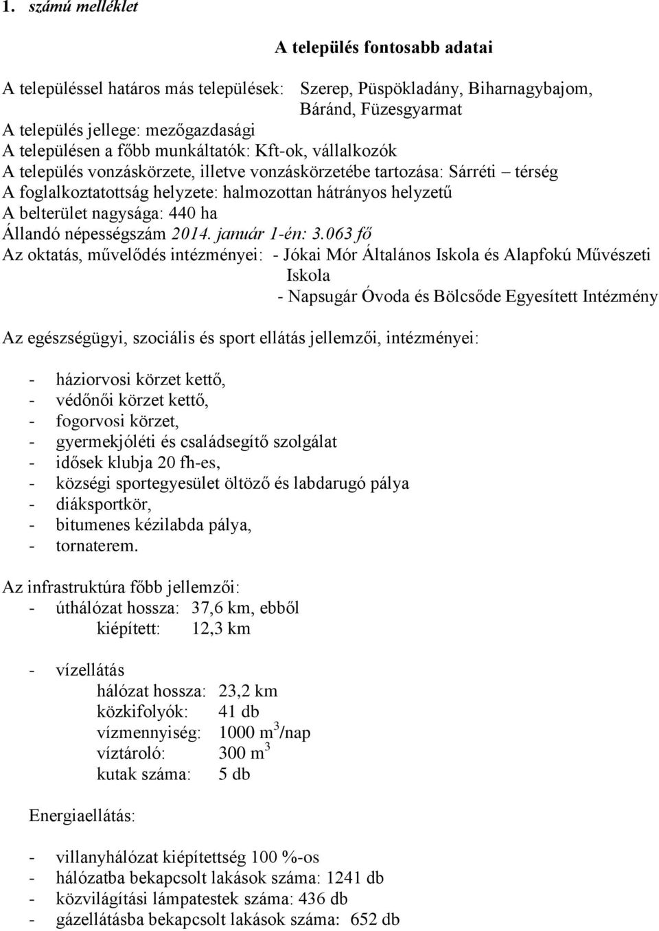 440 ha Állandó népességszám 2014. január 1-én: 3.