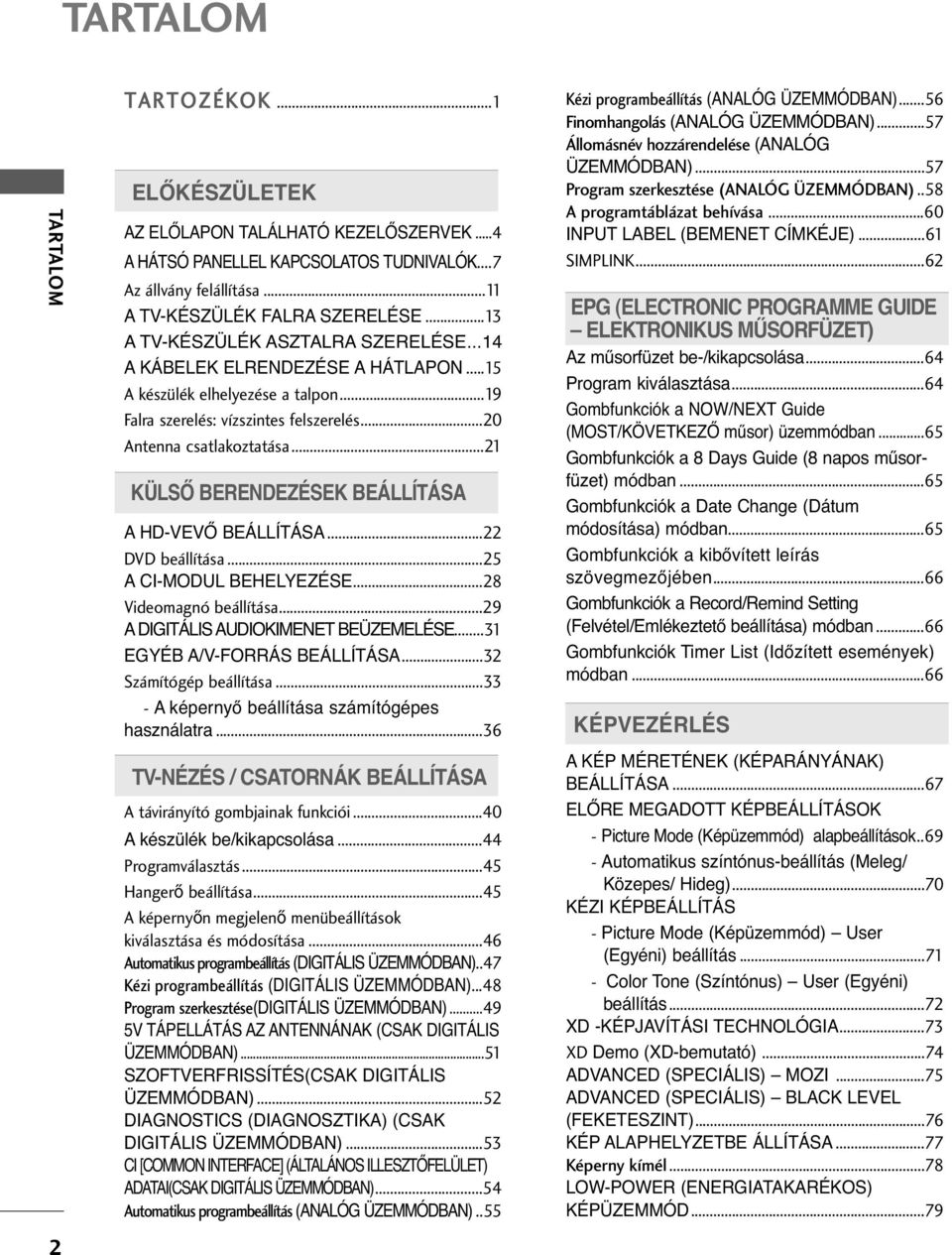 .. KÜLSŐ BERENDEZÉSEK BEÁLLÍTÁSA A HD-VEVŐ BEÁLLÍTÁSA... DVD beállítása...5 A CI-MODUL BEHELYEZÉSE...8 Videomagnó beállítása...9 A DIGITÁLIS AUDIIMENET BEÜZEMELÉSE... EGYÉB A/V-FORRÁS BEÁLLÍTÁSA.