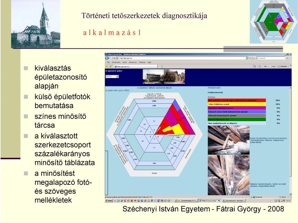 kiválasztott szerkezetcsoport százalékarányos minősítő