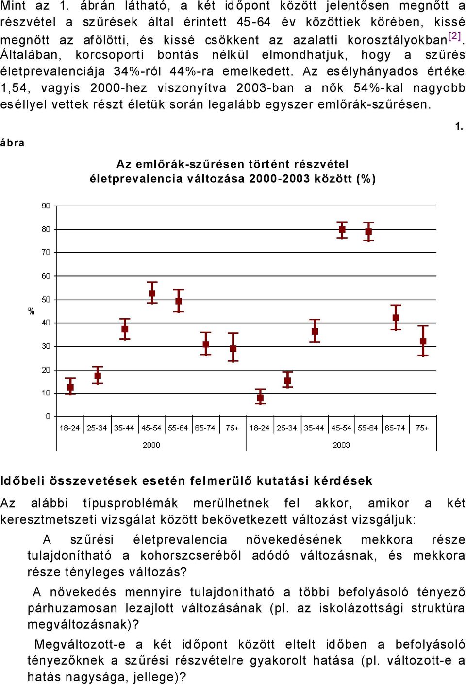 åltalåban, korcsoporti bontås nälkál elmondhatjuk, hogy a szűräs ÄletprevalenciÅja 4%rÑl 44%ra emelkedett.