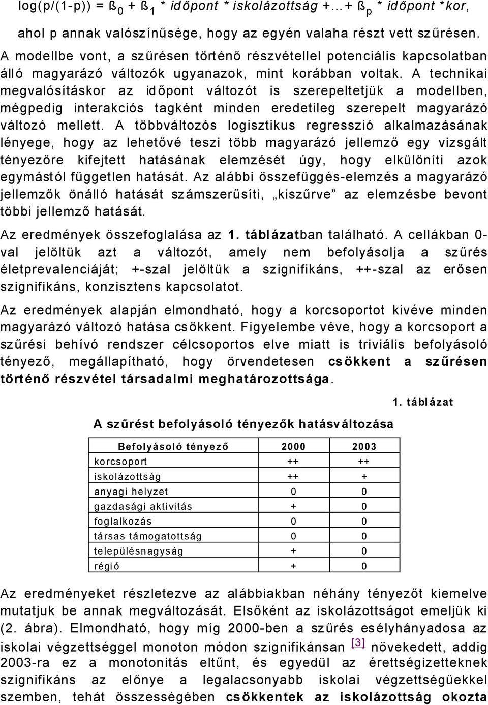 A technikai megvalñsütåskor az id őpont våltozñt is szerepeltetják a modellben, mägpedig interakciñs tagkänt minden eredetileg szerepelt magyaråzñ våltozñ mellett.