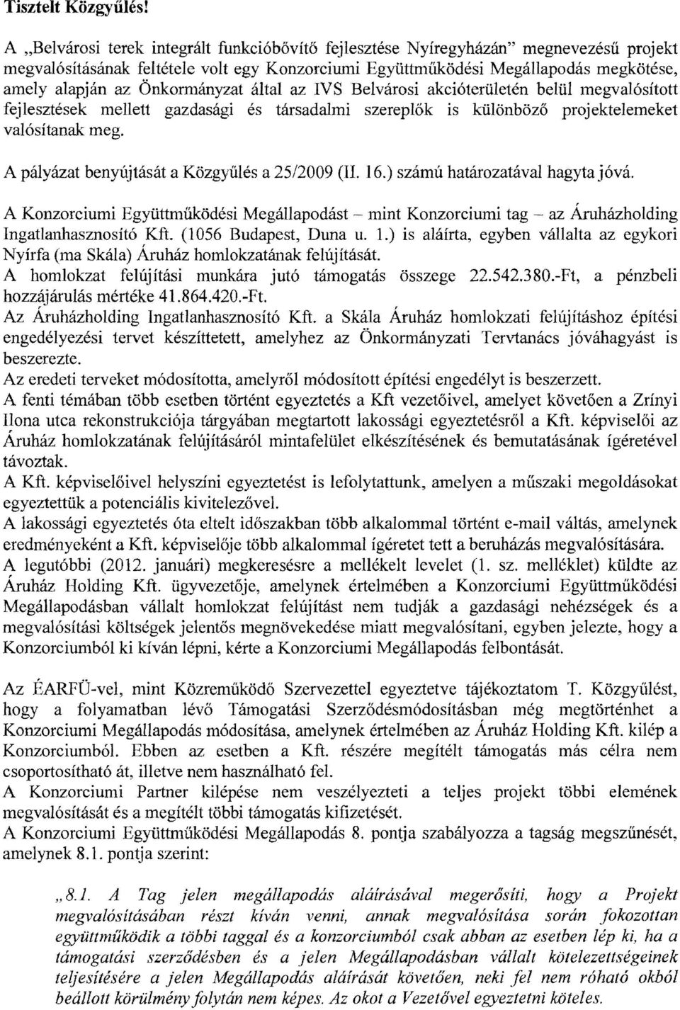 Önkormányzat által az lvs Belvárosi akcióterületén belül megvalósított fejlesztések mellett gazdasági és társadalmi szereplők is különböző projektelemeket valósítanak meg.