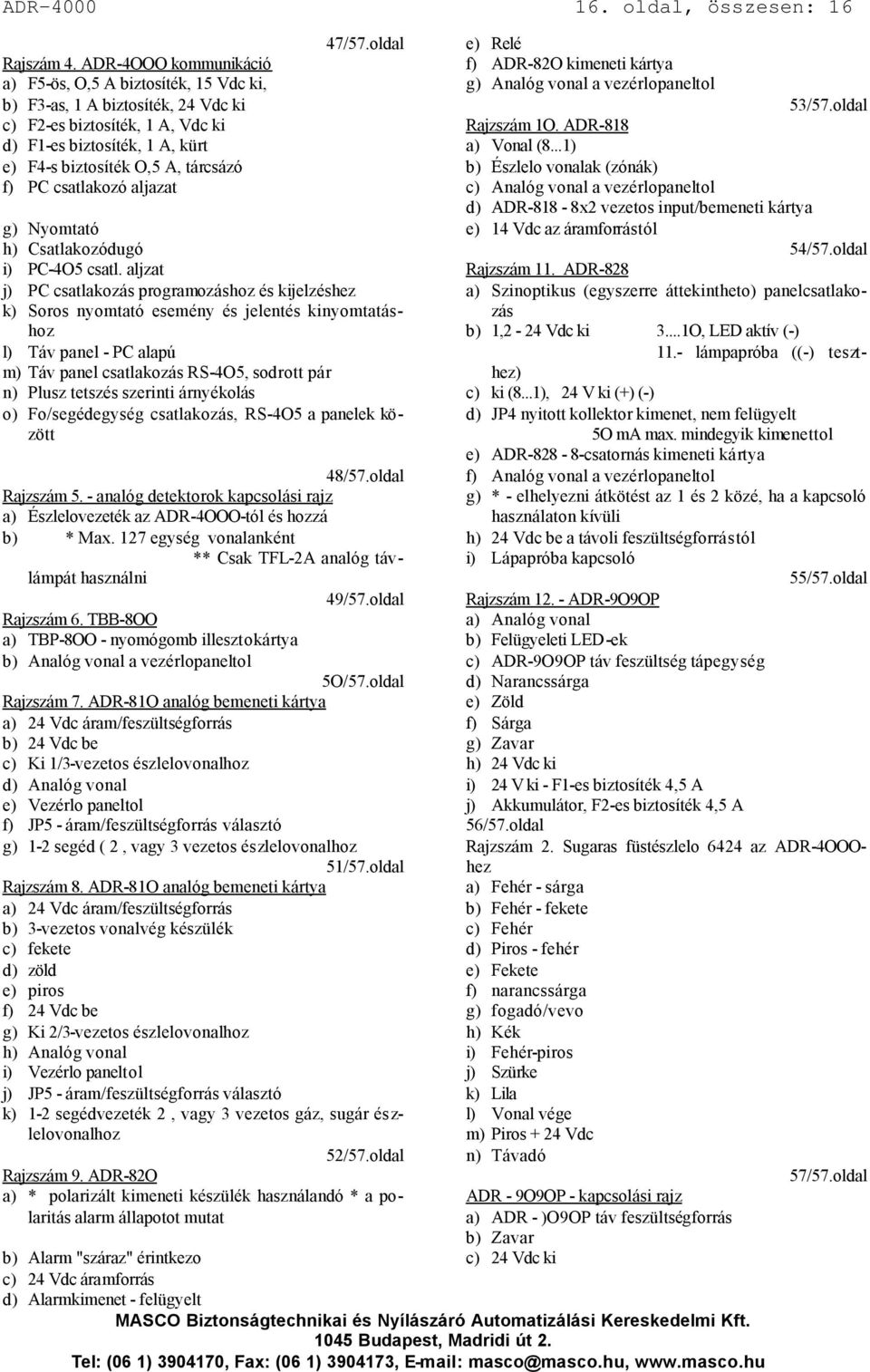 PC csatlakozó aljazat 47/57.oldal g) Nyomtató h) Csatlakozódugó i) PC-4O5 csatl.