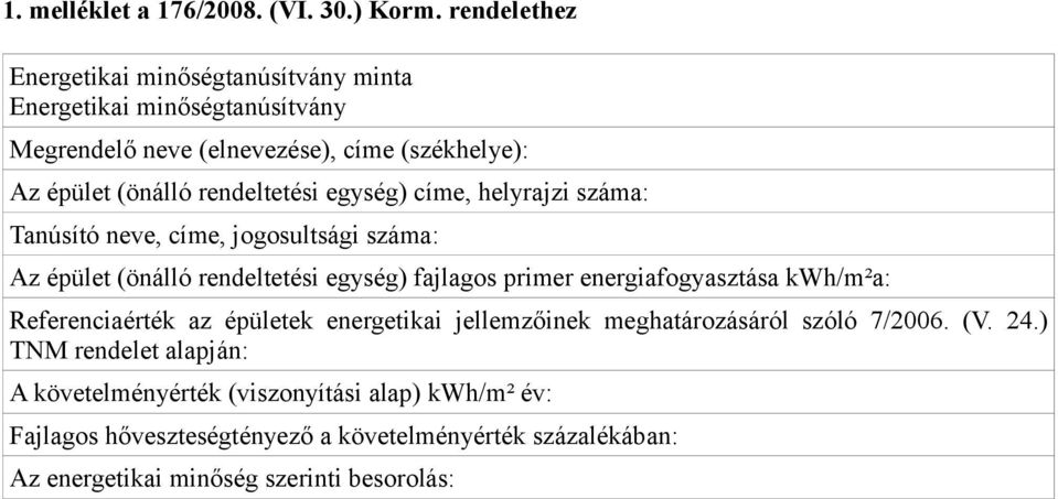 rendeltetési egység) címe, helyrajzi száma: Tanúsító neve, címe, jogosultsági száma: Az épület (önálló rendeltetési egység) fajlagos primer