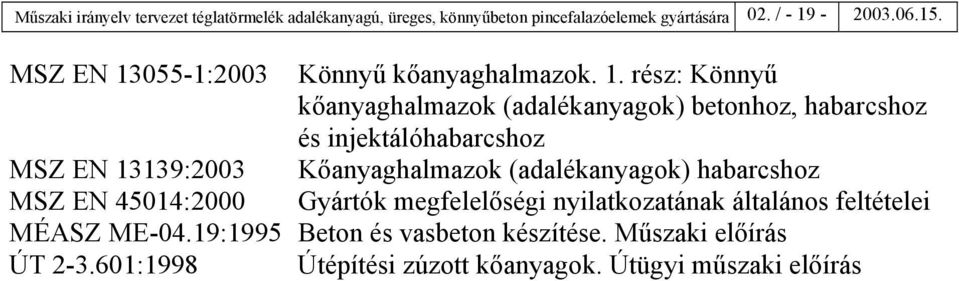 055-1:2003 Könnyű kőanyaghalmazok. 1.