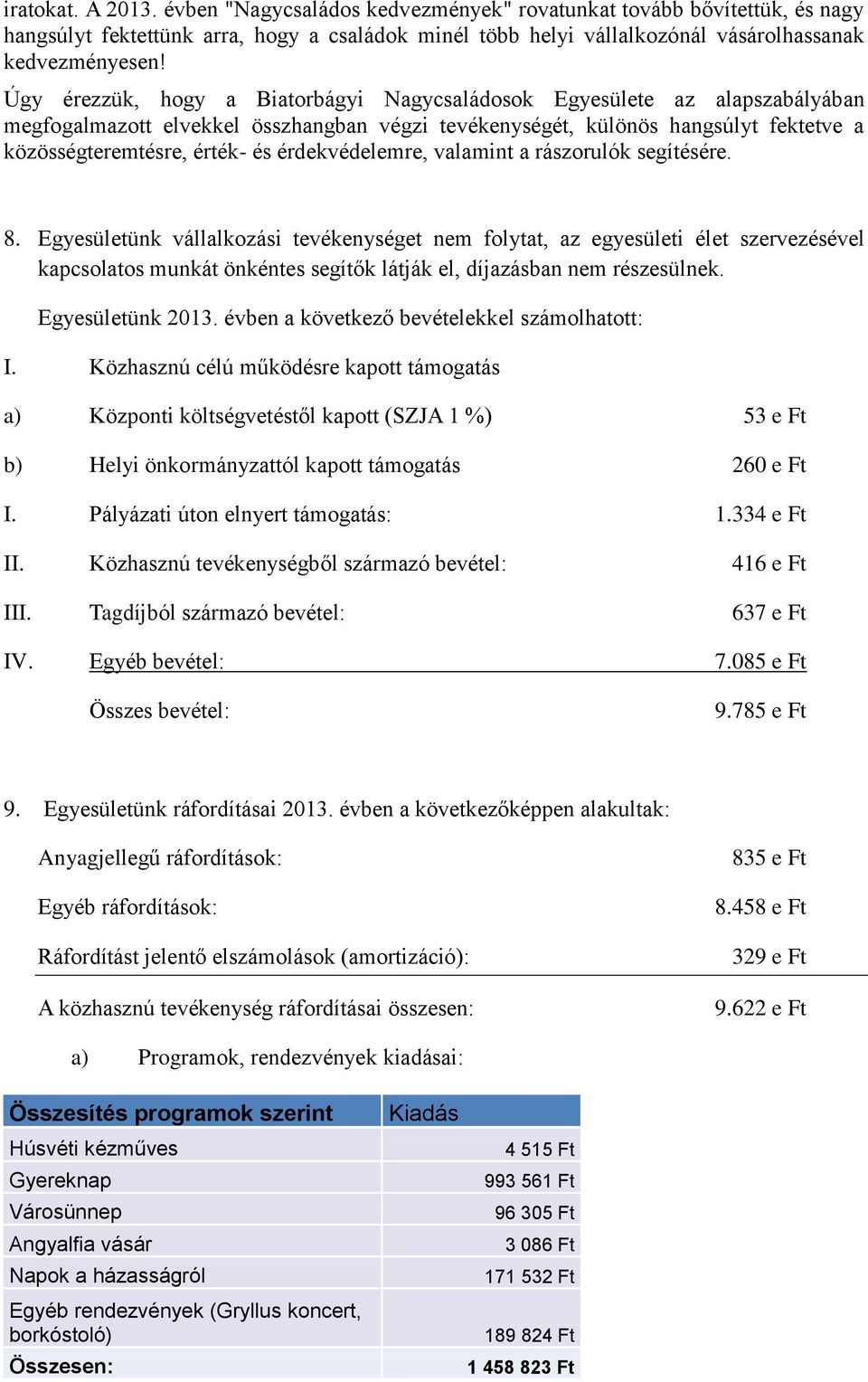 érdekvédelemre, valamint a rászorulók segítésére. 8.