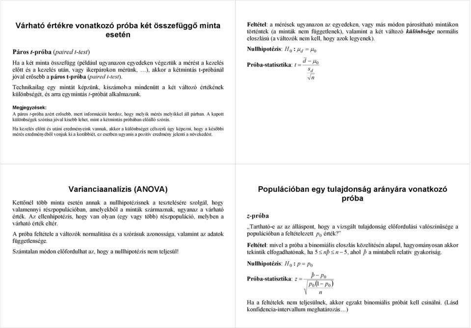 Techikailag egy mitát képzük, kiszámolva mideütt a két változó értékéek külöbségét, és arra egymitás t-próbát alkalmazuk.