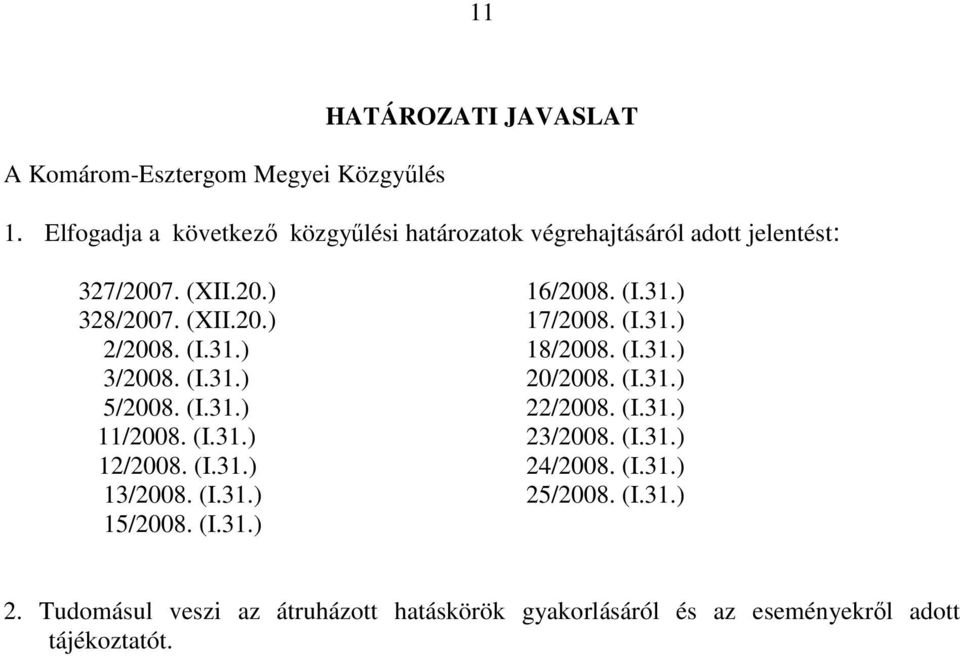 (I.31.) 2/2008. (I.31.) 18/2008. (I.31.) 3/2008. (I.31.) 20/2008. (I.31.) 5/2008. (I.31.) 22/2008. (I.31.) 11/2008. (I.31.) 23/2008.