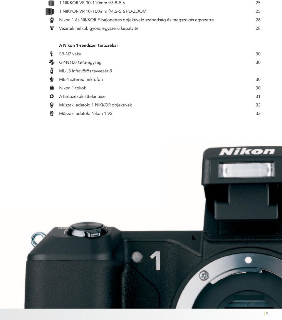 gyors, egyszerű képátvitel 28 A Nikon 1-rendszer tartozékai SB-N7 vaku 30 GP-N100 GPS-egység 30 ML-L3