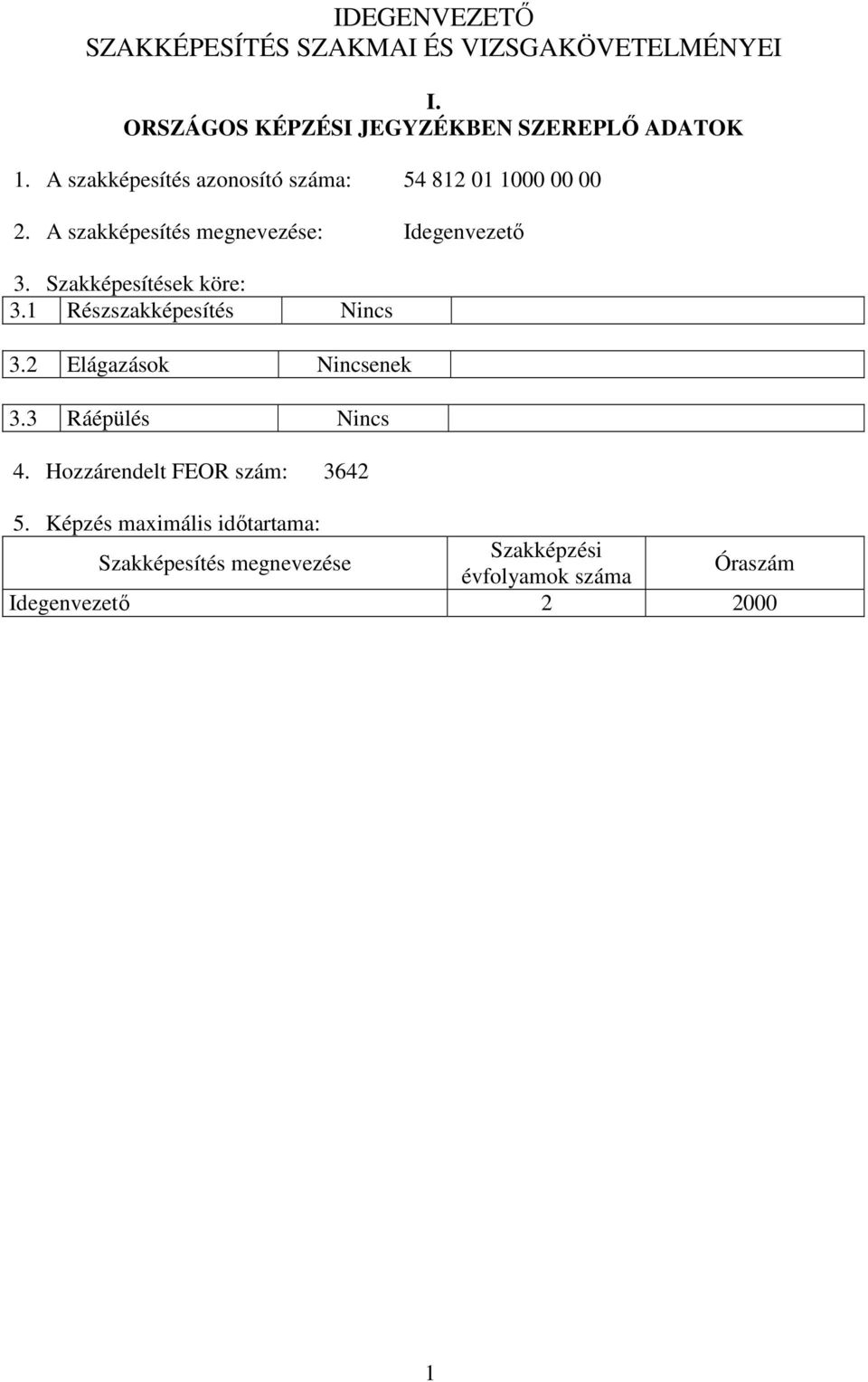 Szakképesítések köre: 3.1 Részszakképesítés Nincs 3.2 Elágazások Nincsenek 3.3 Ráépülés Nincs 4.