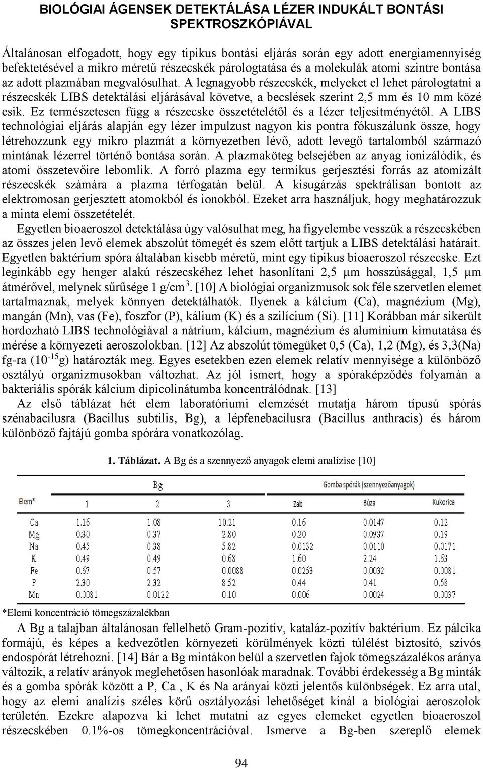 A legnagyobb részecskék, melyeket el lehet párologtatni a részecskék LIBS detektálási eljárásával követve, a becslések szerint 2,5 mm és 10 mm közé esik.