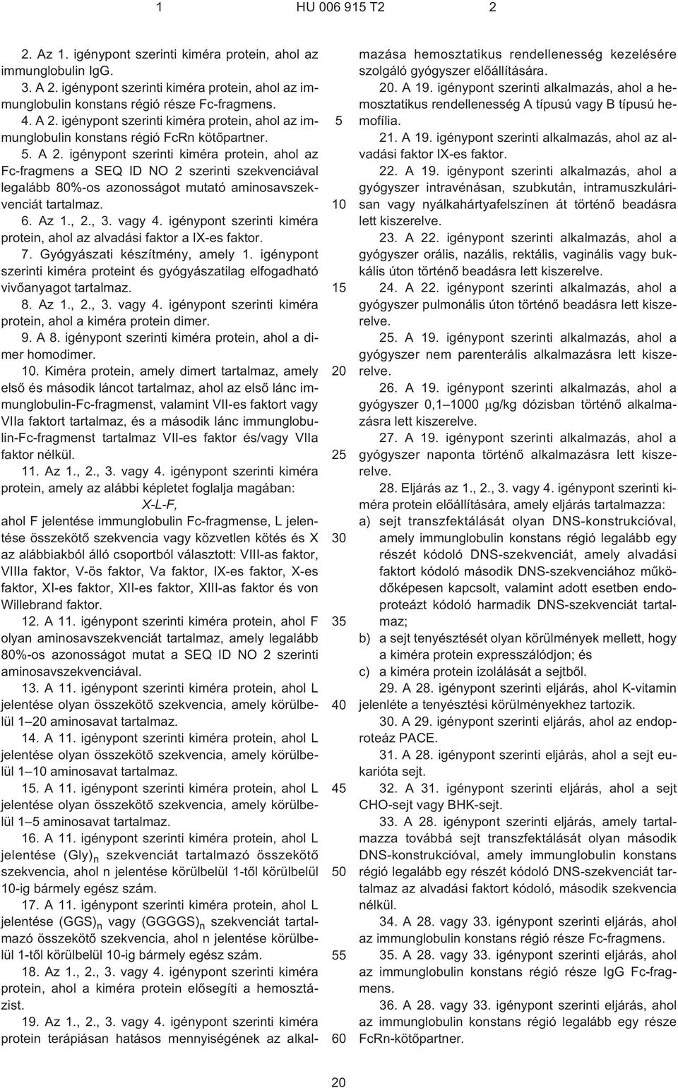 igénypont szerinti kiméra protein, ahol az alvadási faktor a IX¹es faktor. 7. Gyógyászati készítmény, amely 1. igénypont szerinti kiméra proteint és gyógyászatilag elfogadható vivõanyagot tartalmaz.