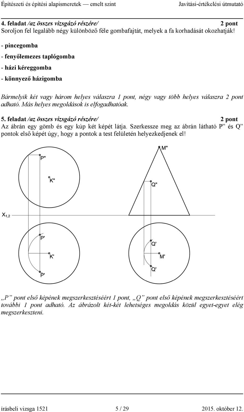 Más helyes megoldások is elfogadhatóak. 5. feladat /az összes vizsgázó részére/ 2 pont Az ábrán egy gömb és egy kúp két képét látja.