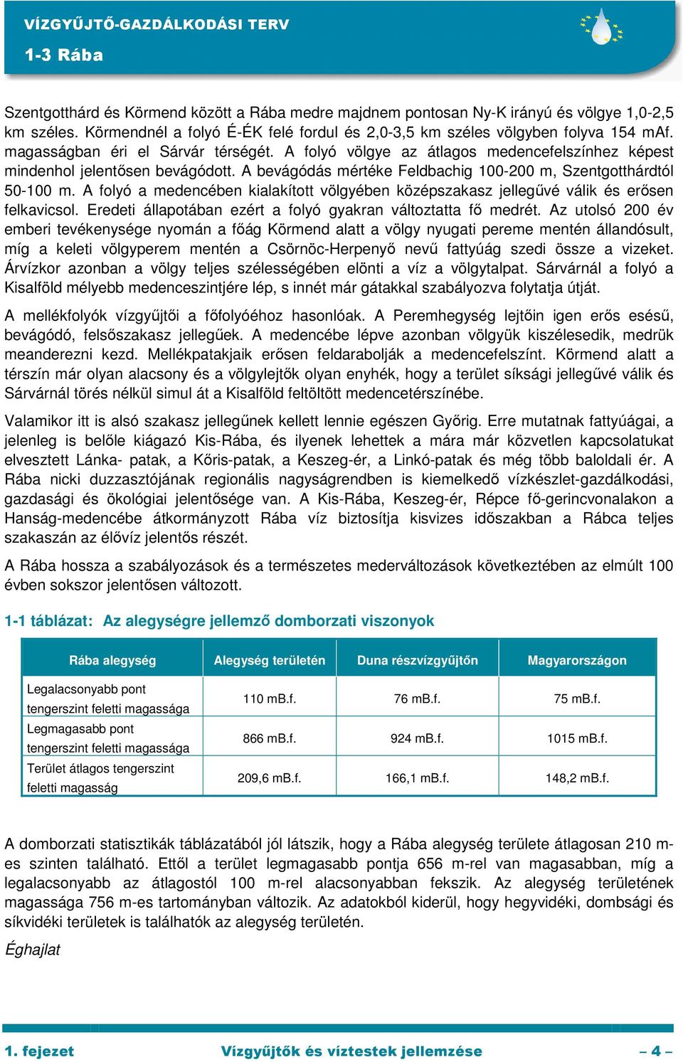 A folyó völgye az átlagos medencefelszínhez képest mindenhol jelentısen bevágódott. A bevágódás mértéke Feldbachig 100-200 m, Szentgotthárdtól 50-100 m.