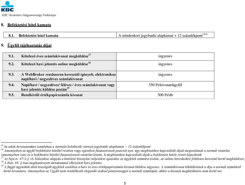 Napi/havi / negyedéves/ féléves / éves számlakivonat vagy 350