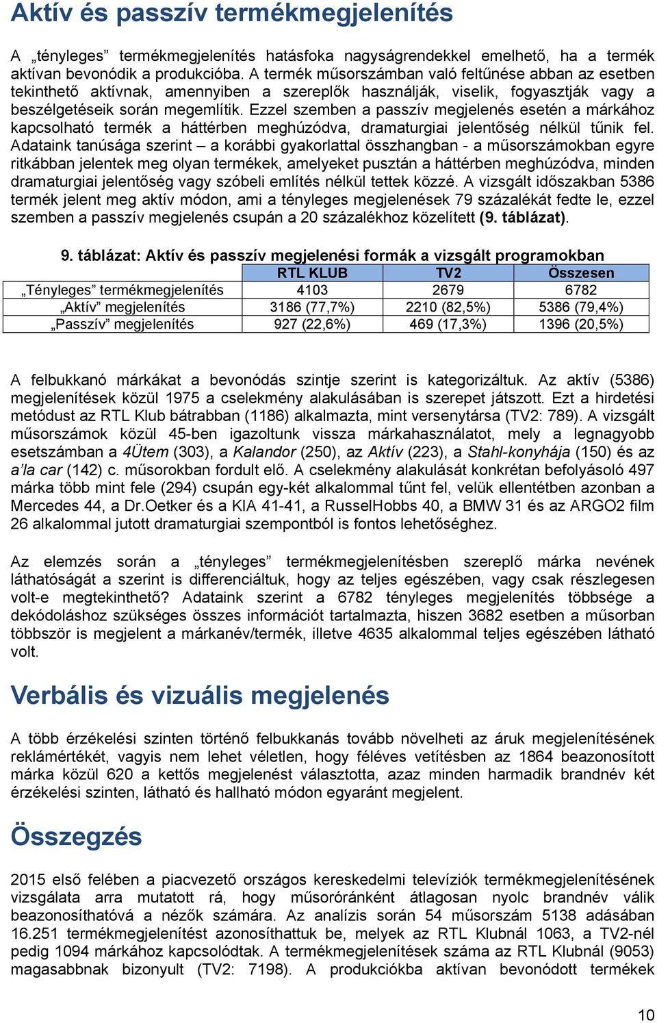 Ezzel szemben a passzív megjelenés esetén a márkához kapcsolható termék a háttérben meghúzódva, dramaturgiai jelentőség nélkül tűnik fel.