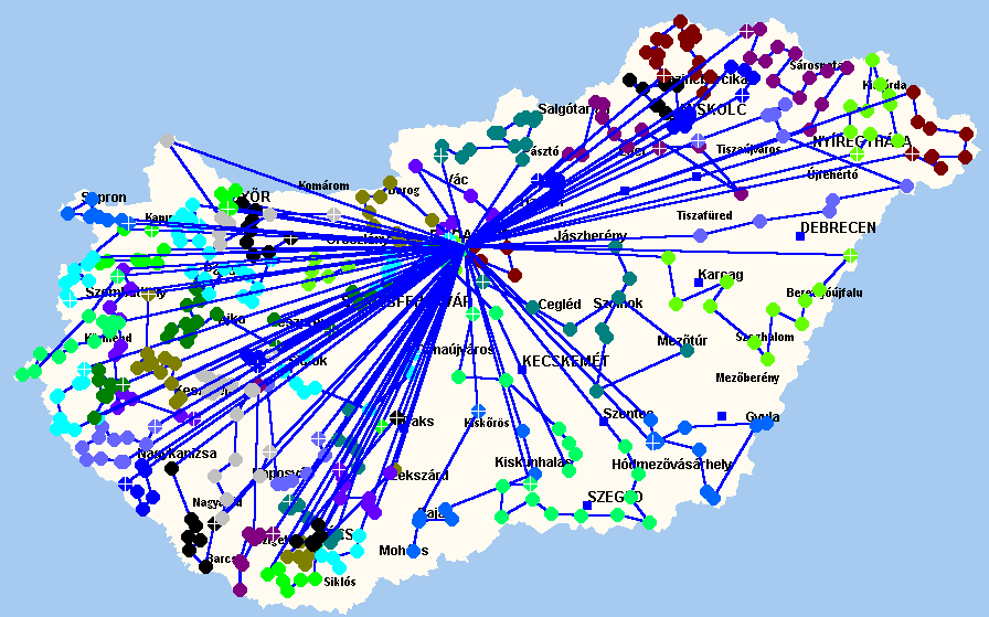 Elosztási háló vizsgálata Elosztási öltsége alaulása átraódepó esetén Most teintsün meg ugyanezen feladat ellátásához szüséges teljesítménye alaulását valóságos